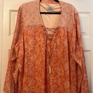 Haute Hippie Tribe 4x Dress Tunic Coral Off-White Fully Lined